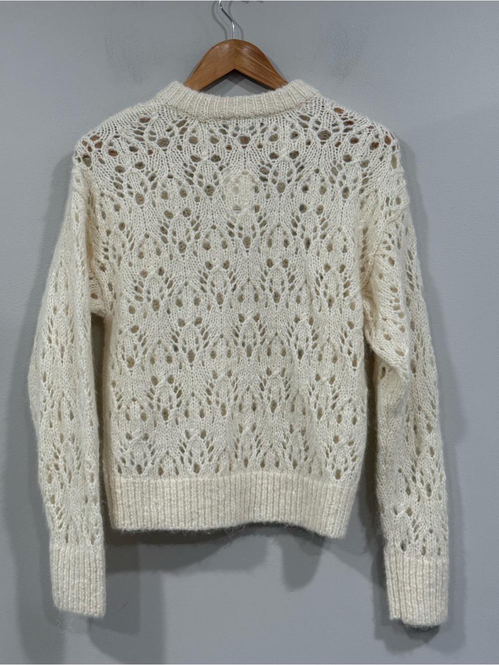 Madewell Cream Lace Stitch Long Sleeve Carsi Pullover Sweater S NWT - Picture 4 of 6